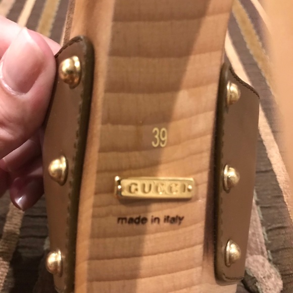 Gucci Brown Leather Nadege Wooden Platform Heels - Picture 7 of 8